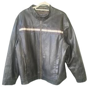 Arizona Jeans Faux Leather Jacket Mens Size XL Moto Full Zip Y2K Brown Coat